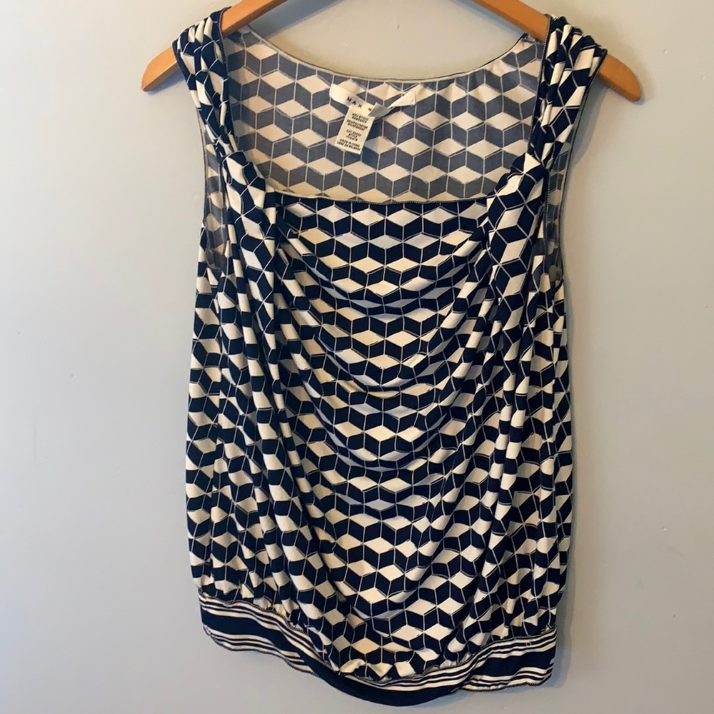 Max Studio Navy & Cream Shell Blouse (M)
